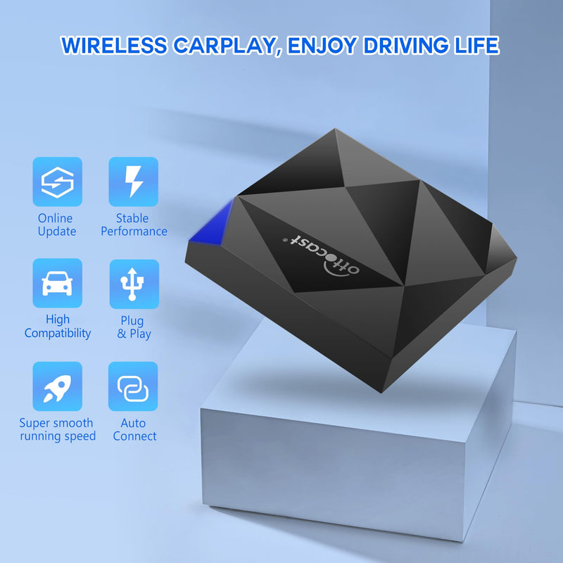 OTTOCAST Adaptador CarPlay sem fio para iPhone – Dongle Carplay com fio para sem fio de atualização 2024 – Sem atraso, Plug & Play, suporta atualização online