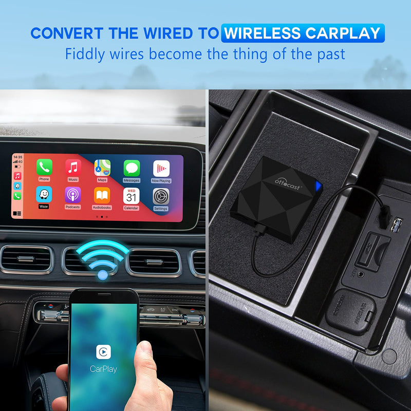 OTTOCAST Adaptador CarPlay sem fio para iPhone – Dongle Carplay com fio para sem fio de atualização 2024 – Sem atraso, Plug & Play, suporta atualização online