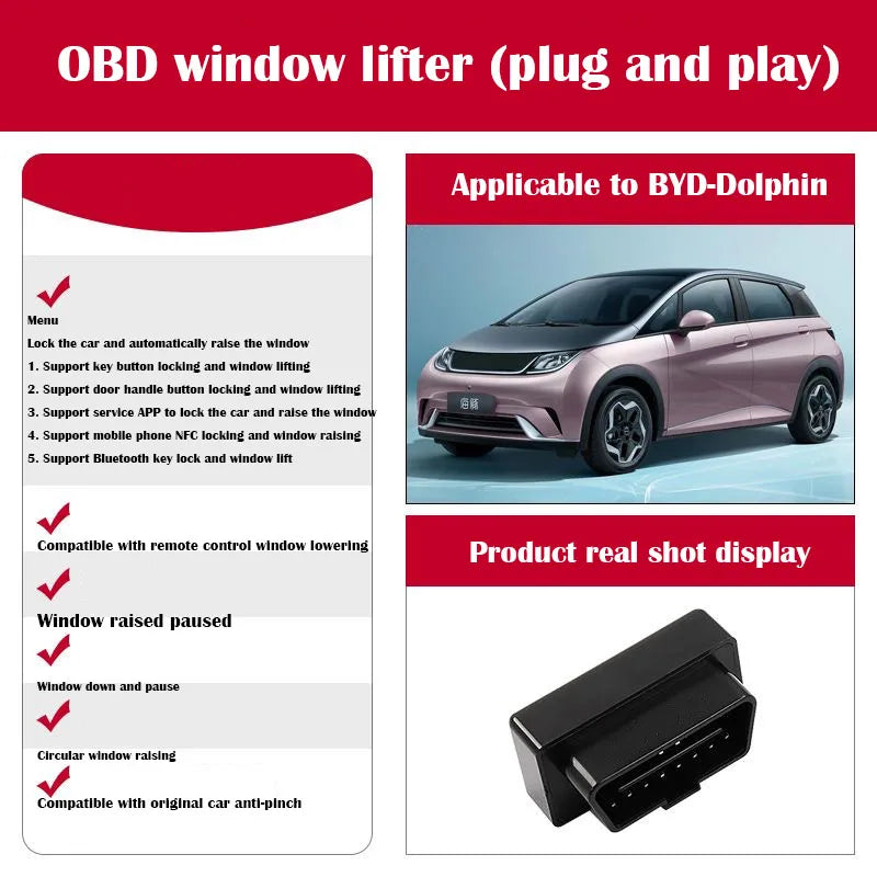 Módulo OBD para fechamento automático de vidros BYD Dolphin