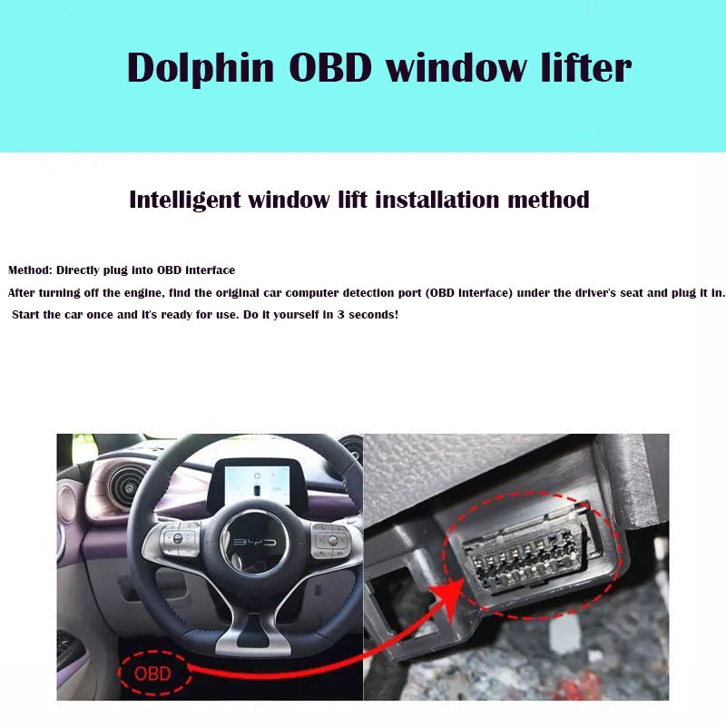 Módulo OBD para fechamento automático de vidros BYD Dolphin