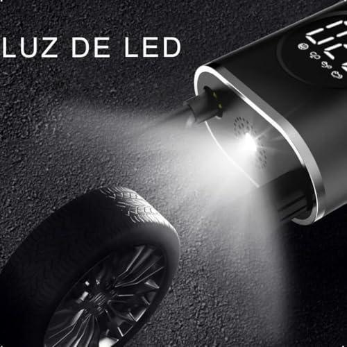         Calibrador Compressor Bomba De Ar Portátil Digital com Lanterna LED para Encher Pneus de Carro, Moto, Bike, Bicicleta, Bola e Piscina Inflável       